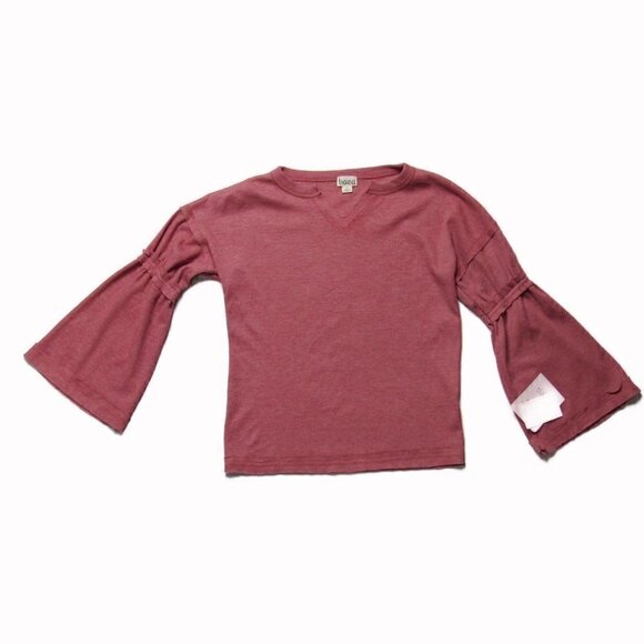 BAEA Tops - BAEA - Blush - Flare Sleeve Waffle Knit Top - Medi